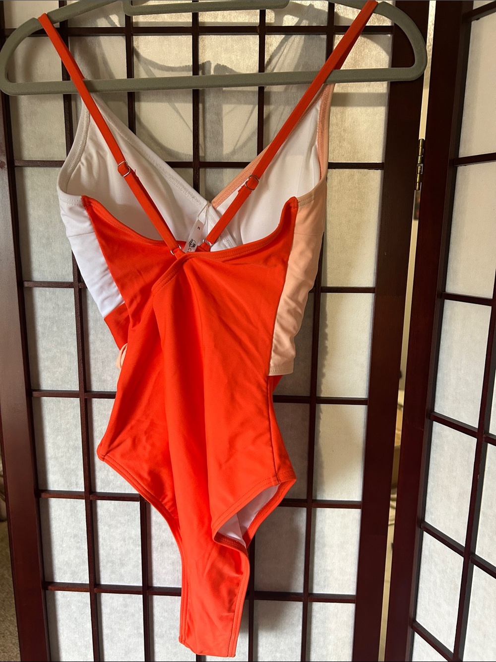 Cupshe 🍊& White swimsuit w/ Pink and Orange Palm Tree Swimsuit Sack - Picture 2 of 6